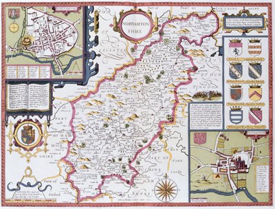 Northamptonshire, Engraved by Jodocus Hondius from John Speed